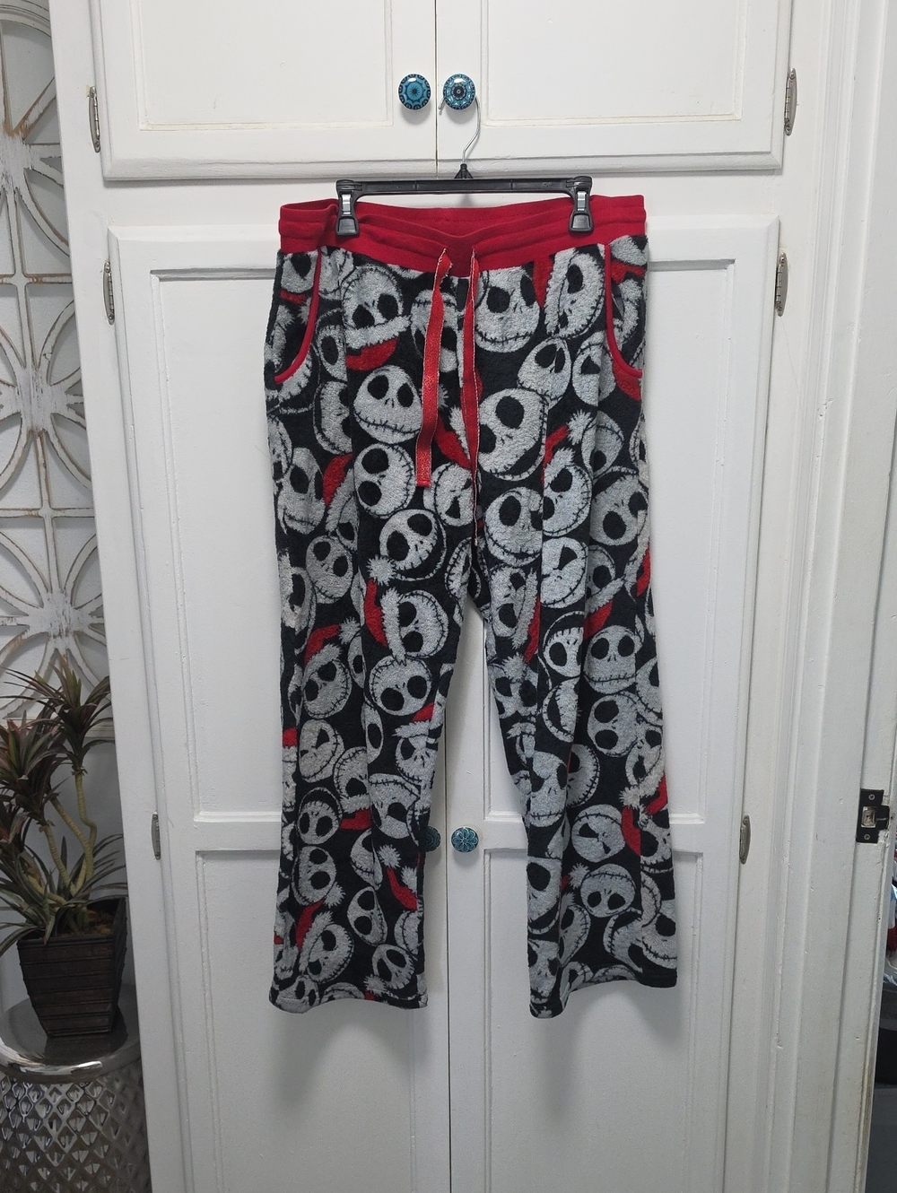 Tim Burton Nightmare Before Christmas Red & Black Skull-Print Pajama Pants